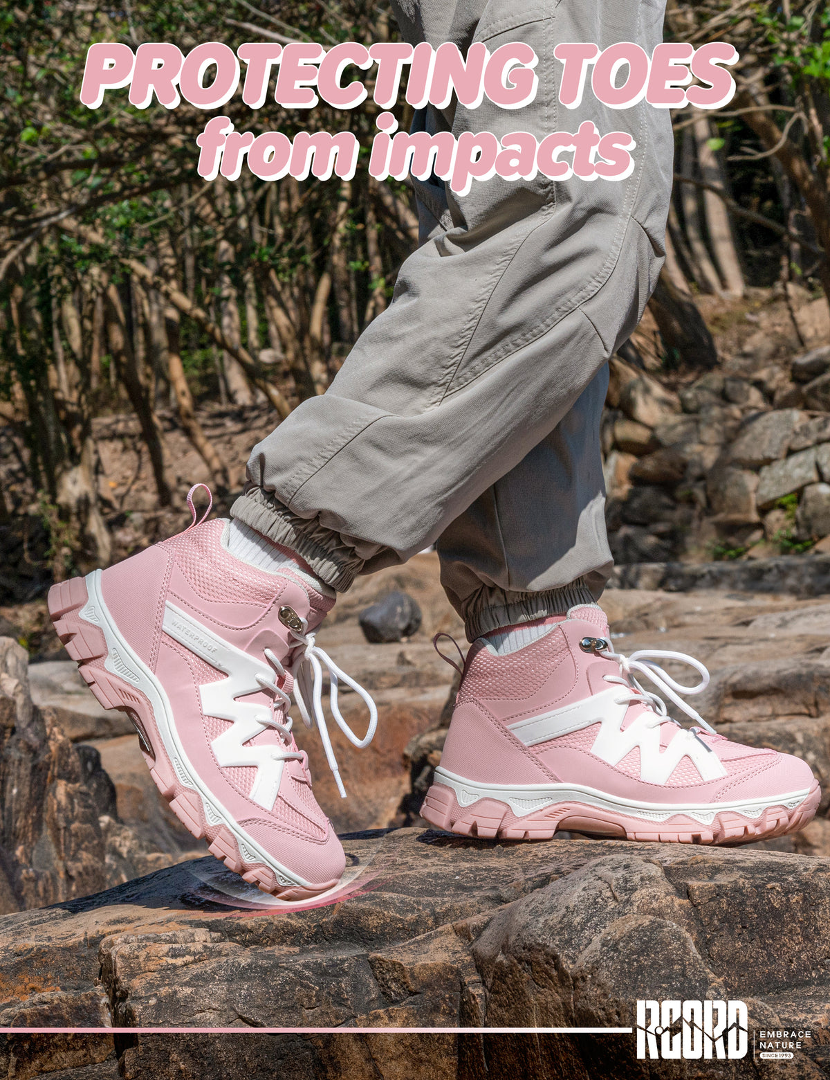kids hiking boots with a protective toe cap for active play, walks and outdoor adventures [color:Pink]