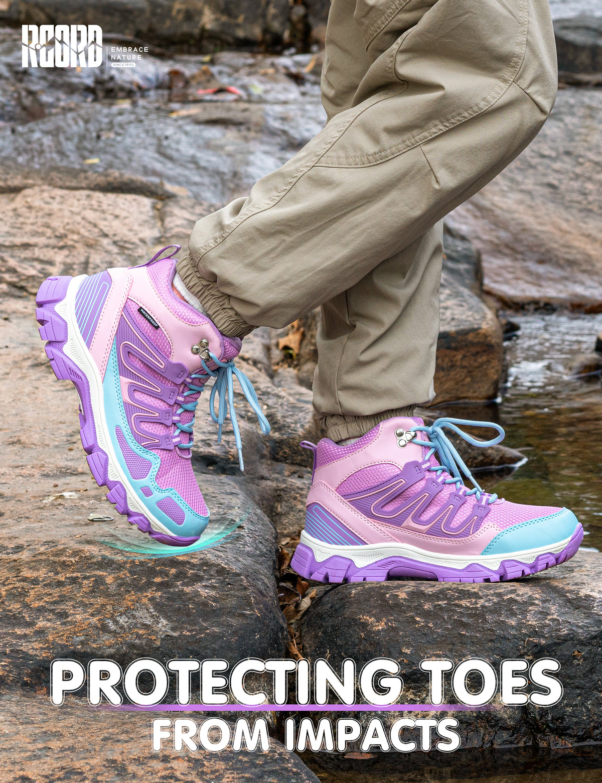 girls hiking boots with a protective toe cap for active play, walks and outdoor adventures [color:Purple]