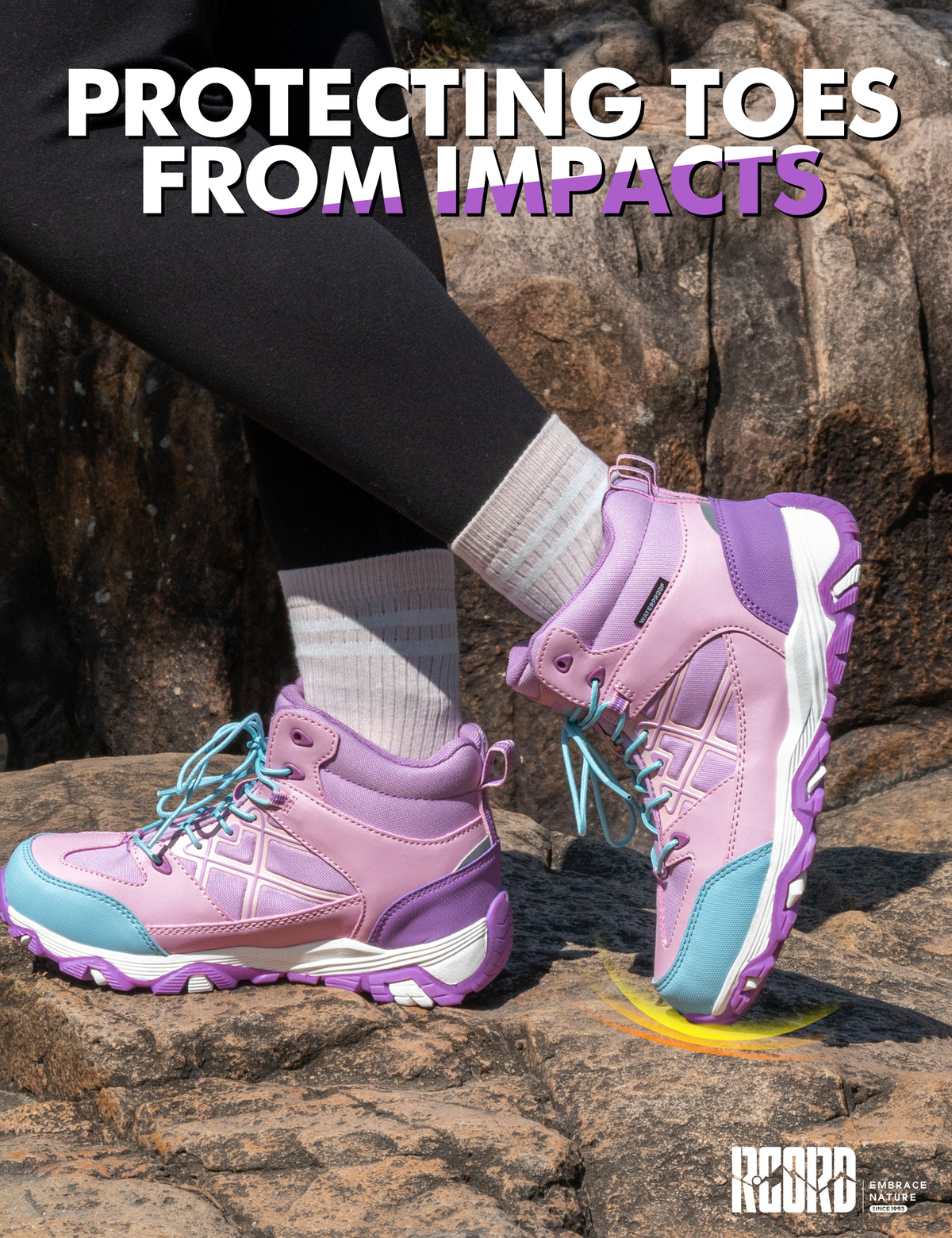 girls hiking boots with a protective toe cap for active play, walks and outdoor adventures [color:Purple]