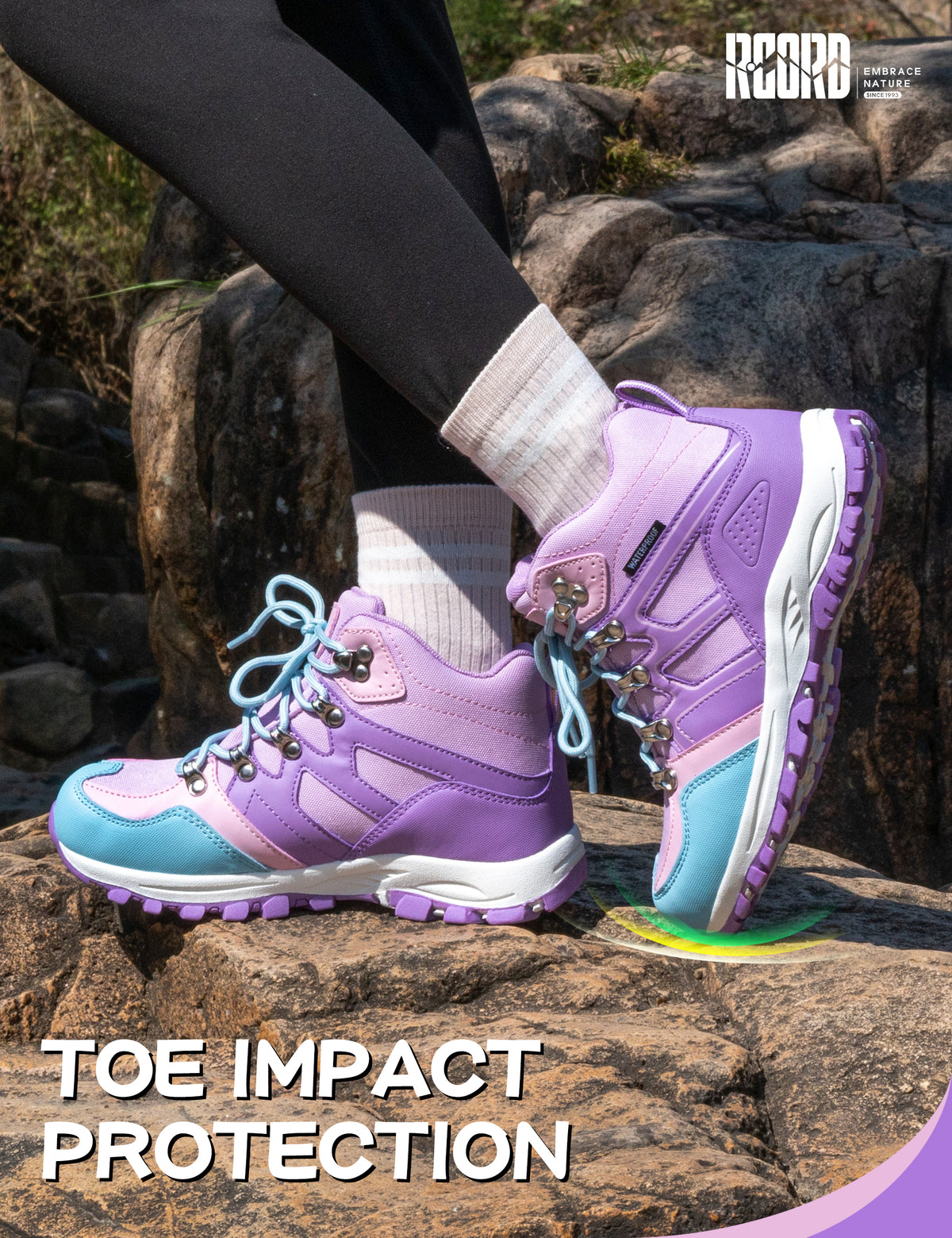 kids hiking boots with a protective toe cap for active play, walks and outdoor adventures [color:Purple]