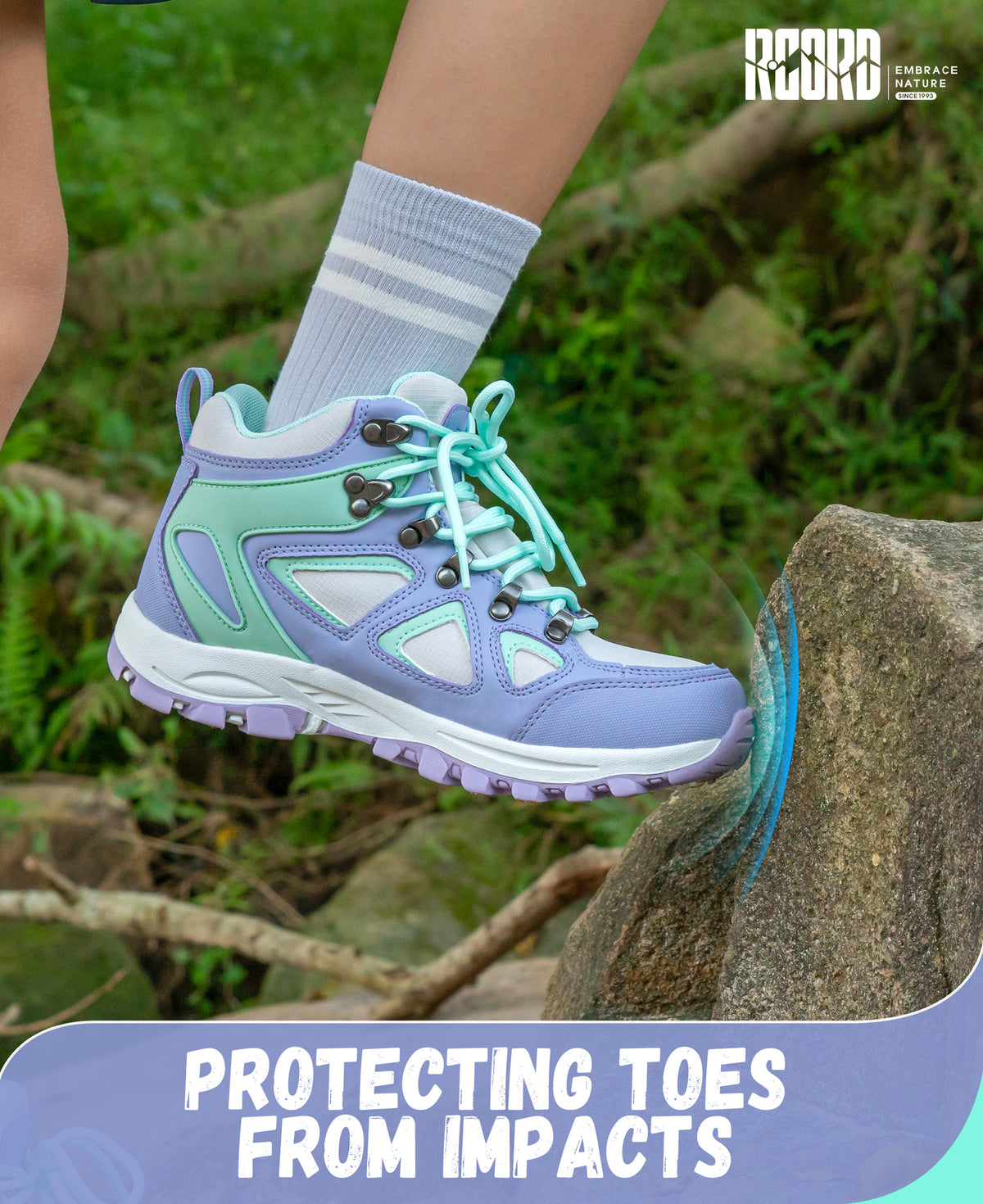 kids hiking boots with toe protection for bumps, rocks and outdoor obstacles [color:Turquoise]