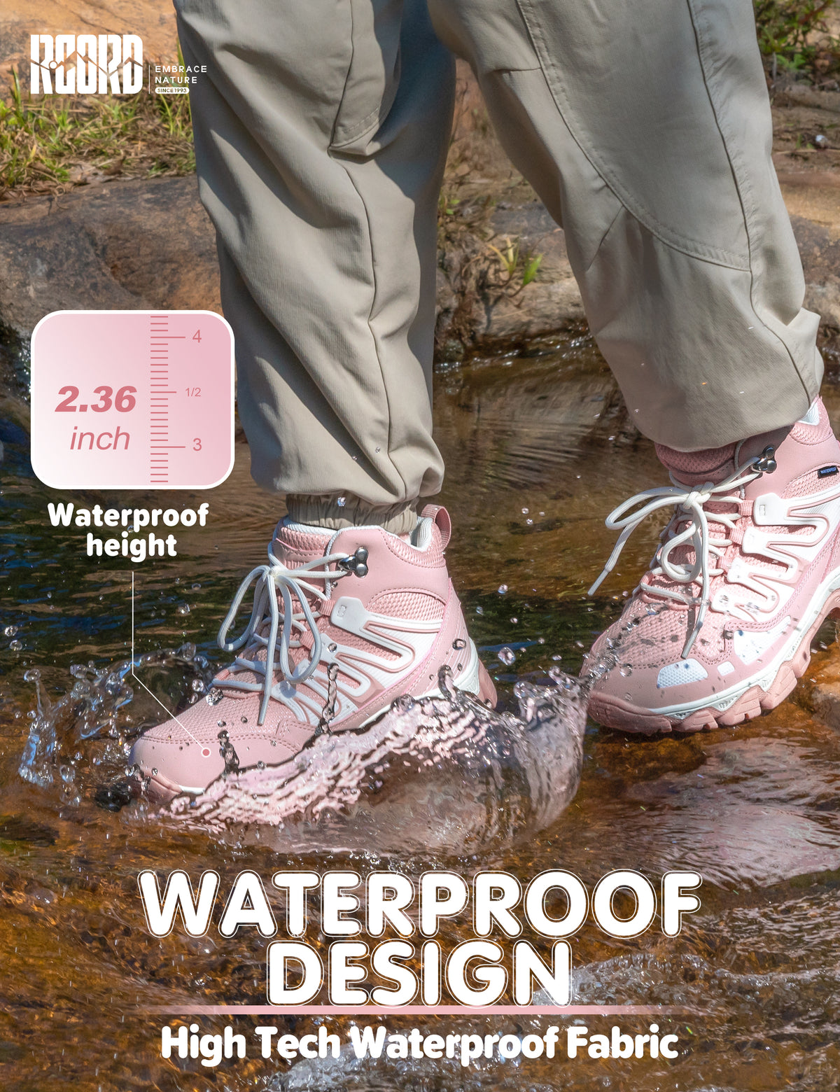 girls hiking boots with waterproof protection for school, outdoor play, travel, wet grass and light rain [color:Pink]