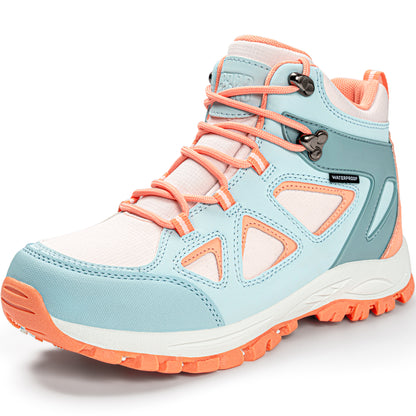 Waterproof kids hiking boots for nature walks, day hikes, warm-weather trails [color:BluePeach]