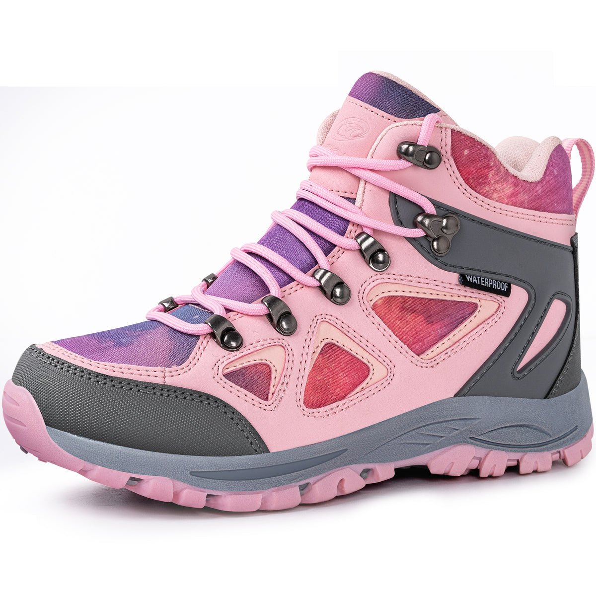 Waterproof kids hiking boots for family hiking, camping [color:Pink]