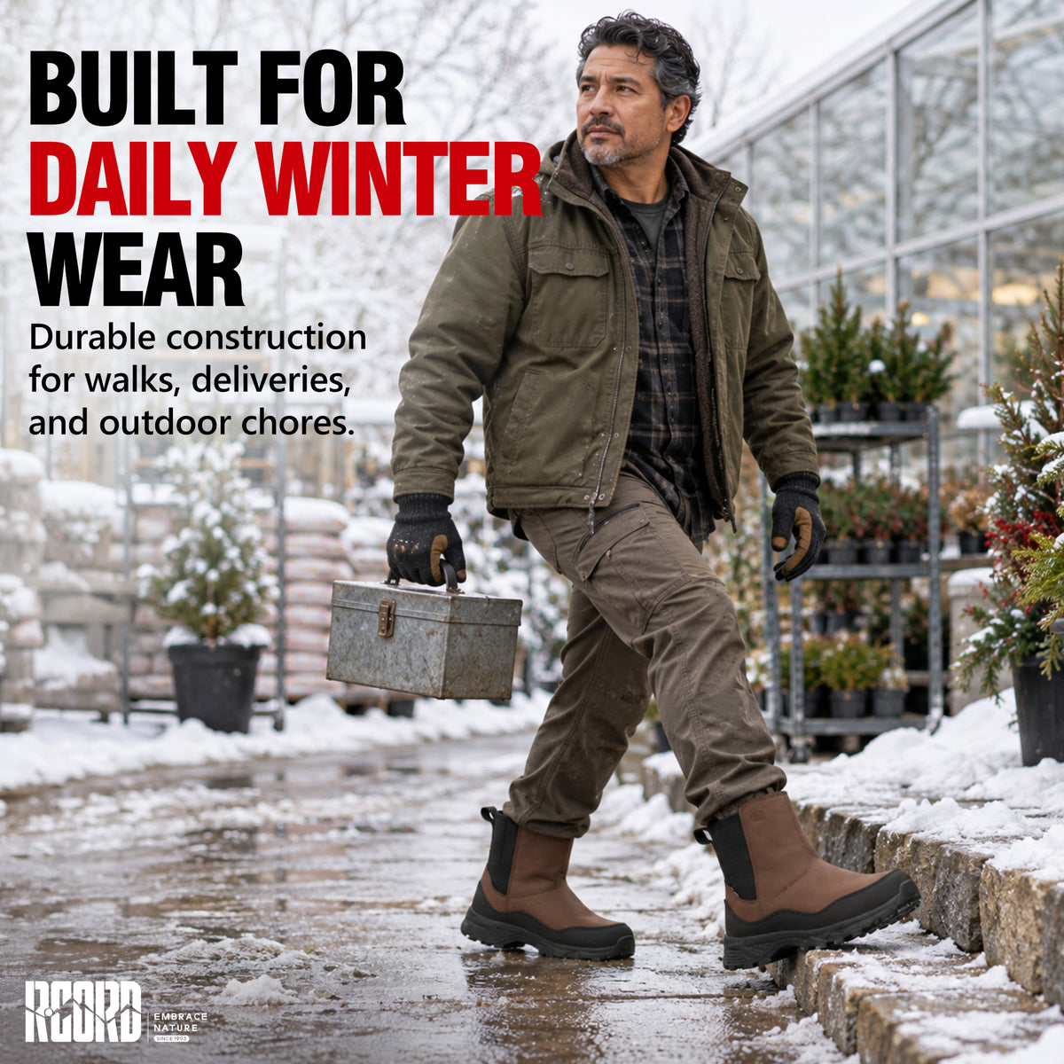 Winter boots for men for commuting, neighborhood walks and everyday outings [color:Brown]

