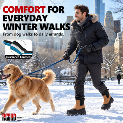 Cushioned step comfort in men's snow boots for neighborhood winter walks [color:Khaki]