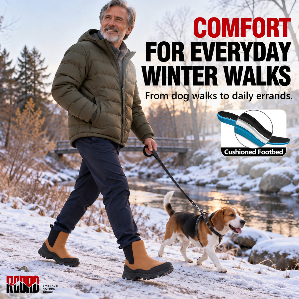Cushioning in men's snow boots for everyday walking comfort [color:Khaki]
