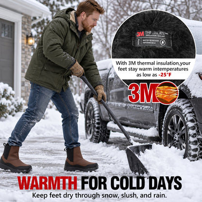 Faux-fur lining in men's snow boots for cozy neighborhood winter walks [color:Brown]