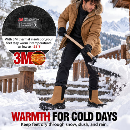 Faux-fur lining in men's snow boots for cozy neighborhood winter walks [color:Khaki]