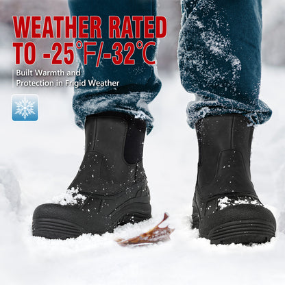 Warm insulated lining in men's snow boots for chilly mailbox trips [color:Black]