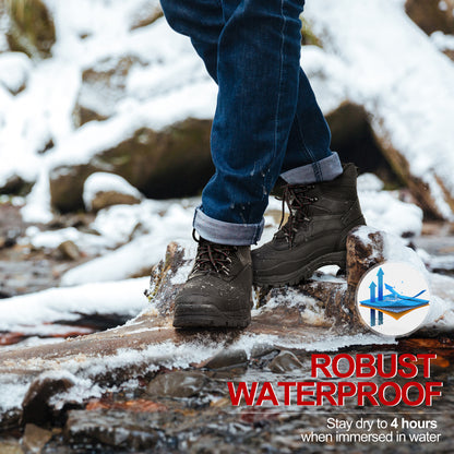 Waterproof men's snow boots for winter dog walks through snow and slush [color:Black]
