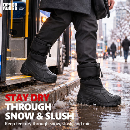 Waterproof men's snow boots for snow-covered driveways and outdoor chores [color:Black]
