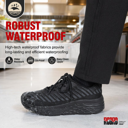 Men's waterproof slip-resistant work shoes for restaurant kitchen service [color:Black]
