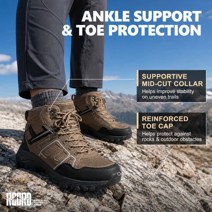 Mid-cut ankle support for outdoor walks and easy hikes [color:Brown]
