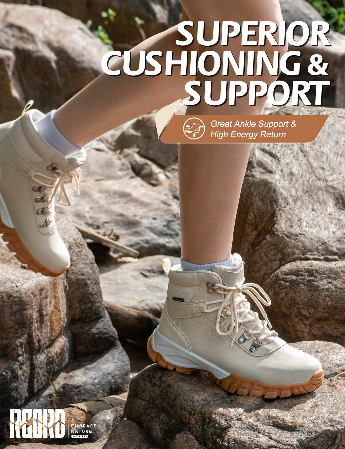 Mid-cut ankle support for travel days that include outdoor exploring [color:Beige]
