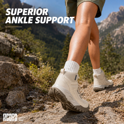 Mid-cut ankle support for walking around camp and nearby trails [color:Sand]
