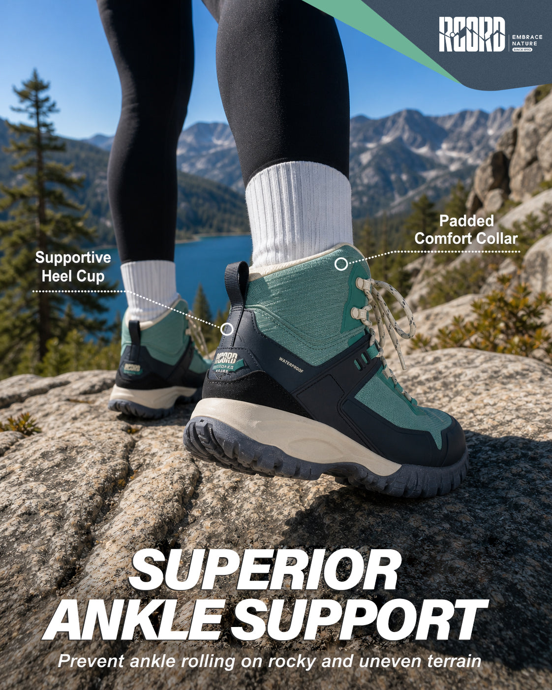 Mid-cut support for day hikes on changing terrain [color:Lightgreen]

