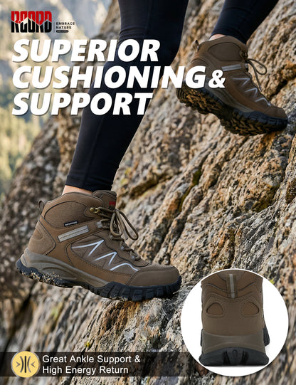 Mid-cut ankle support for daily walking on changing surfaces [color:Brown]
