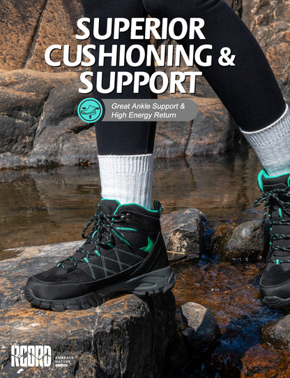 Mid-cut walking support for calm trails and uneven outdoor ground [color:Black]
