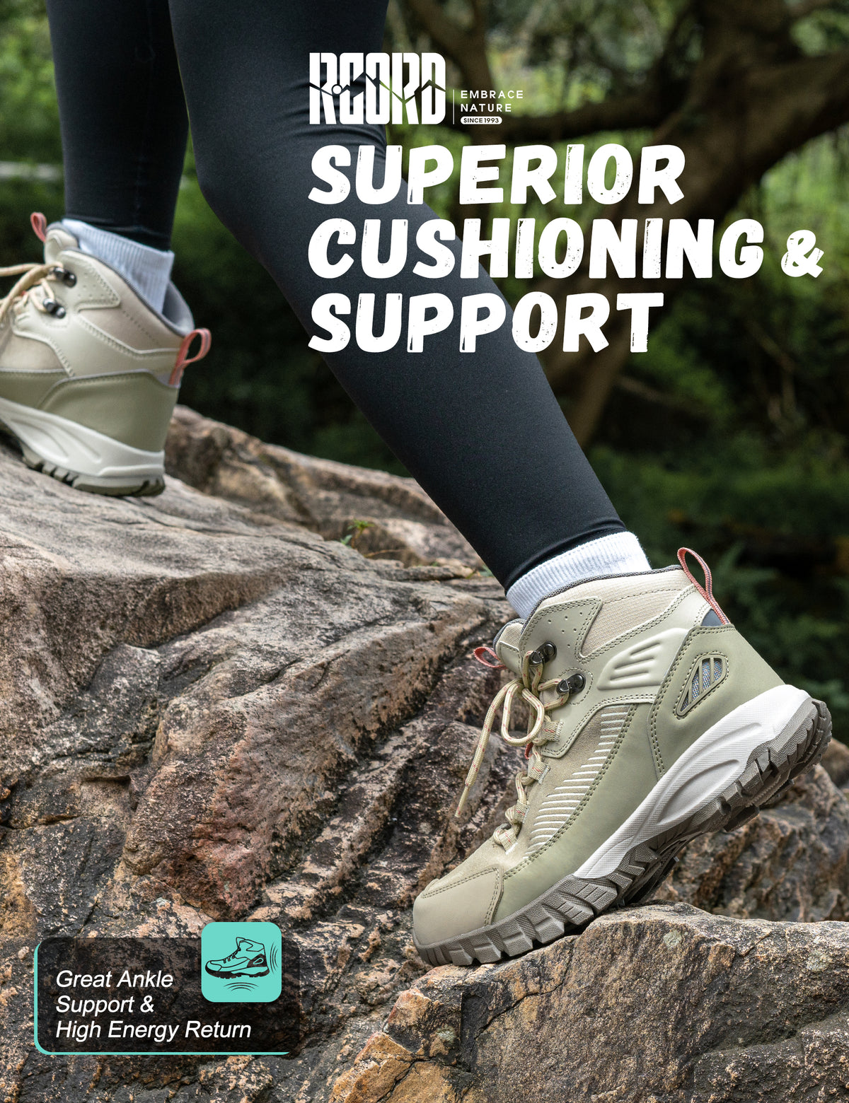 Mid-cut ankle support for uneven terrain during outdoor weekends [color:KHAKI]
