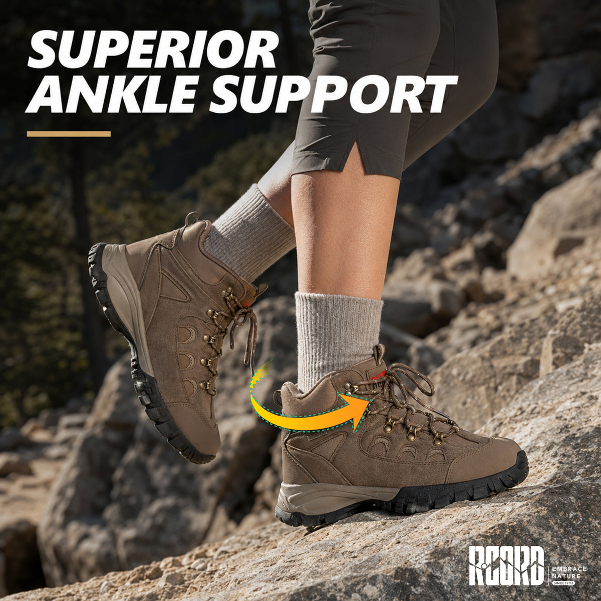 Mid-cut ankle support for light hikes during travel weekends [color:Brown]
