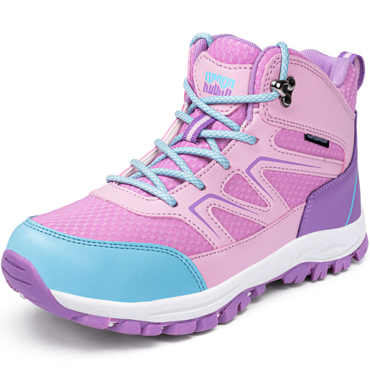 Non-slip boys hiking boots for outdoor play, walking, easy trails [color:Purple]