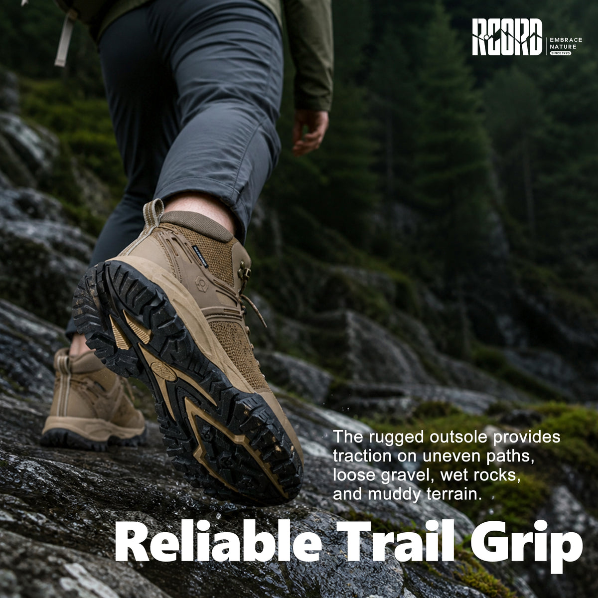 Non-slip traction for day-hike paths, gravel and packed dirt [color:Brown]
