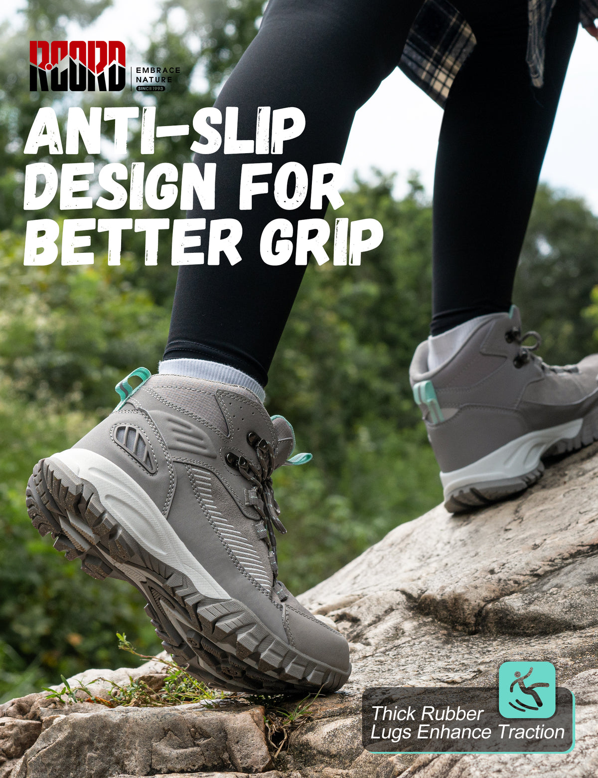 Non-slip traction for dirt trails, gravel and campsite paths [color:LightGrey]
