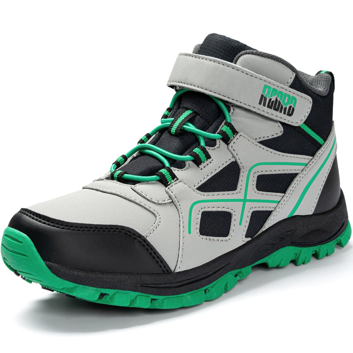 Protective toe girls hiking boots for nature trails, family hiking, outdoor exploring [color:BlackGreen]