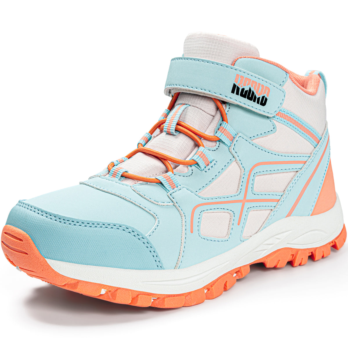 Protective toe girls hiking boots for nature trails, family hiking, outdoor exploring [color:BluePeach]
