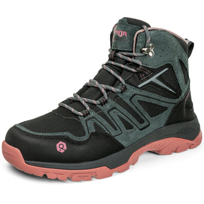 R CORD women's waterproof hiking boots for outdoor walks [color:Black]