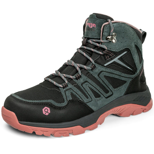 R CORD women's waterproof hiking boots for outdoor walks [color:Black]