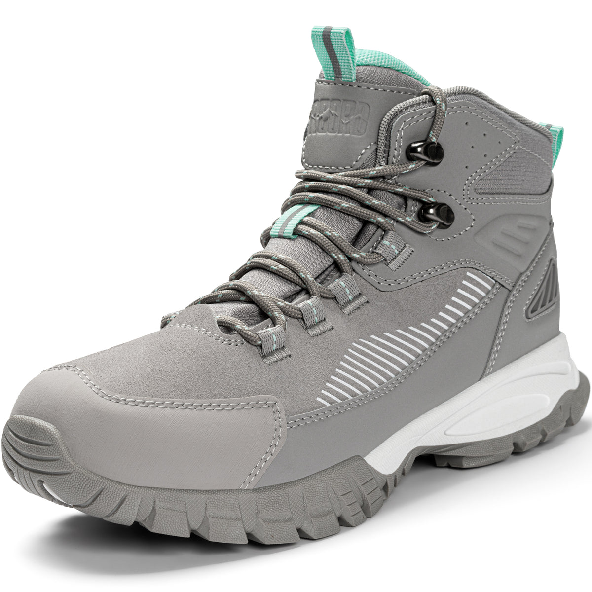 R CORD women's waterproof hiking boots for weekend hiking and camping [color:LightGrey]
