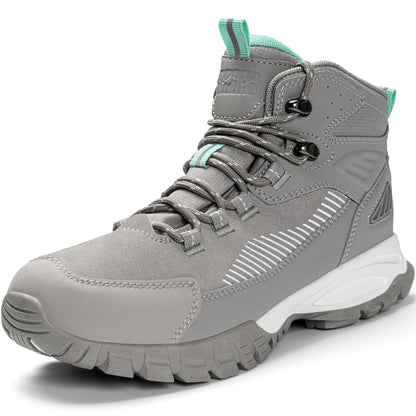 R CORD women's waterproof hiking boots for weekend hiking and camping [color:LightGrey]
