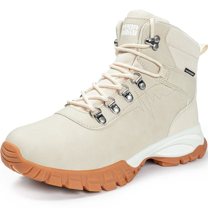 R CORD women's waterproof hiking boots for travel and outdoor walks [color:Beige]

