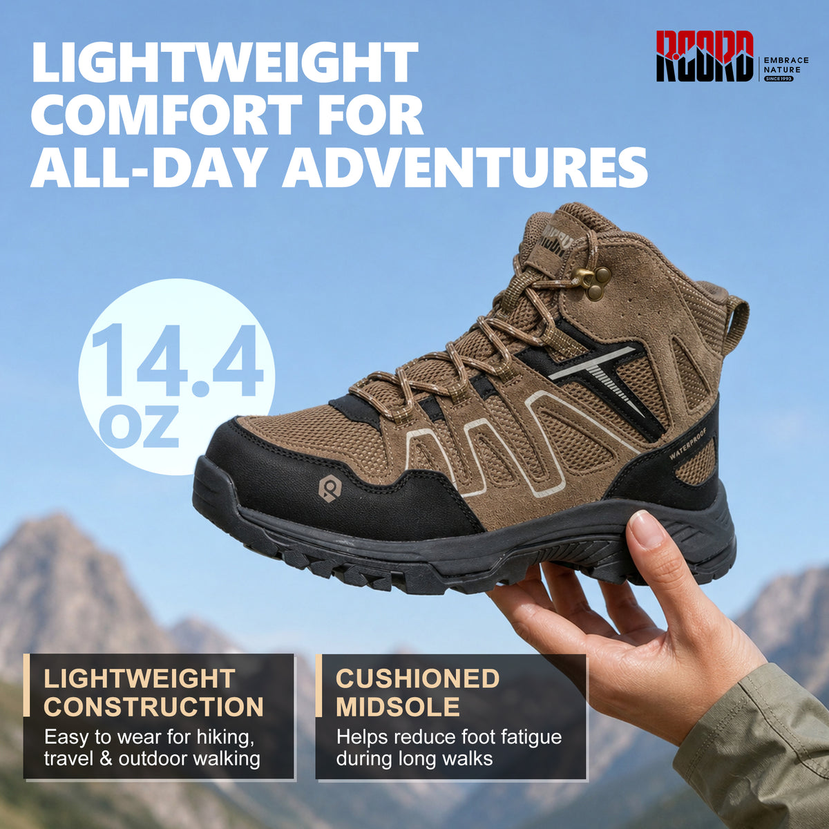 Memory foam and mesh insole comfort for regular outdoor movement [color:Brown]
