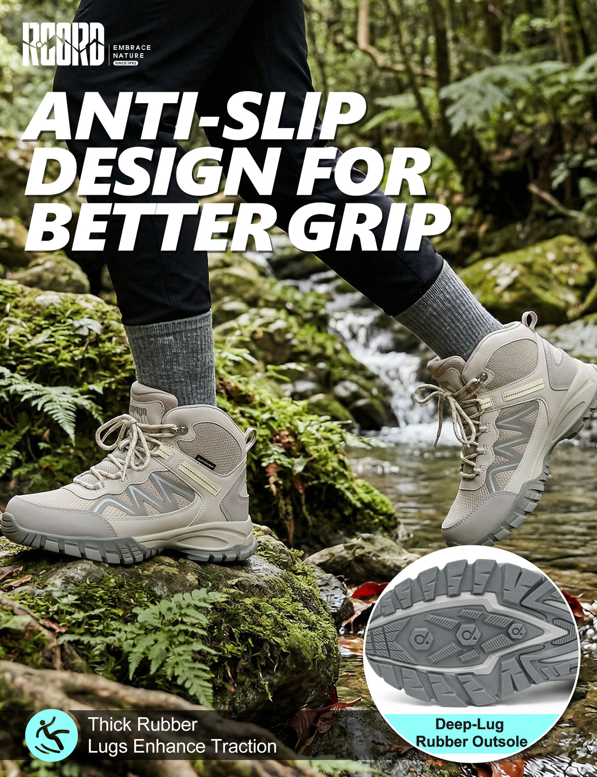 Slip-resistant rubber grip for park paths and regular outdoor walks [color:Sand]
