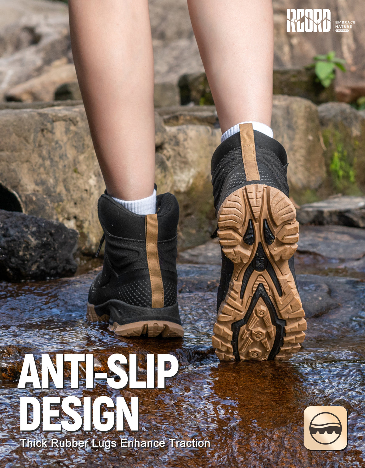 Slip-resistant outdoor traction for gravel, dirt and walking paths [color:Black]
