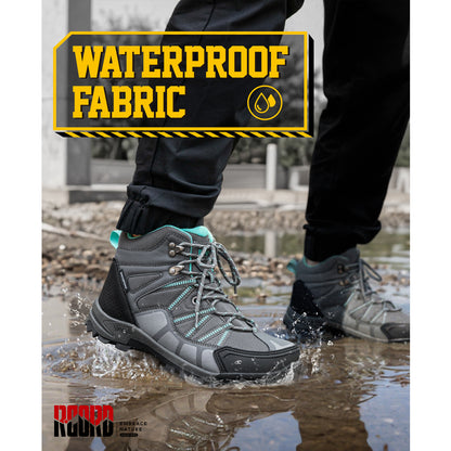 R CORD women's grey waterproof steel toe boots for wet conditions [color:Grey]