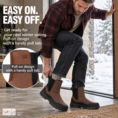 Chelsea slip-on winter boots for men for easy on-and-off wear [color:Brown]
