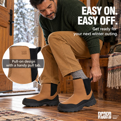 Chelsea slip-on winter boots for men for easy on-and-off wear [color:Khaki]