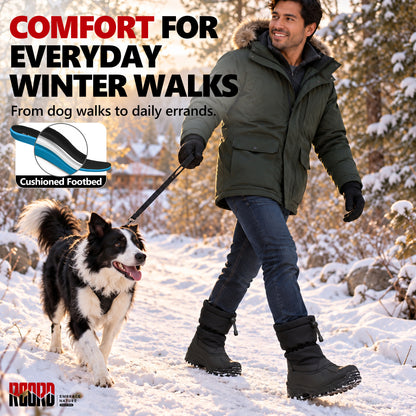 Cushioned insole comfort in winter boots for men when standing outdoors [color:Black]
