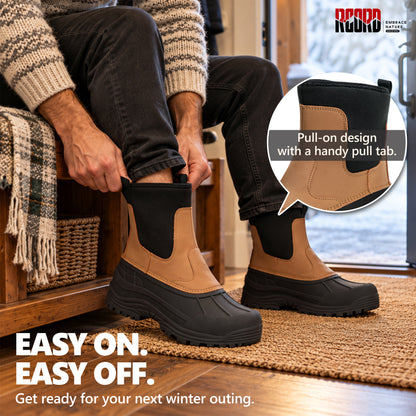 Easy slip-on winter boots for men for quick outdoor chores and errands [color:Khaki]