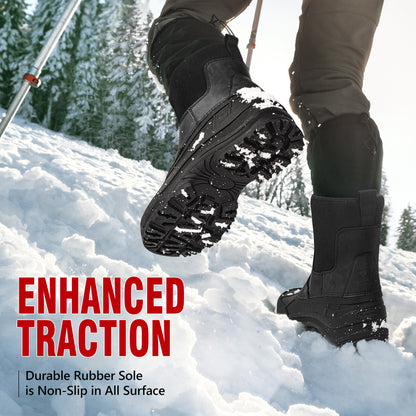 Slip-resistant outsole on winter boots for men for snowy sidewalks [color:Black]
