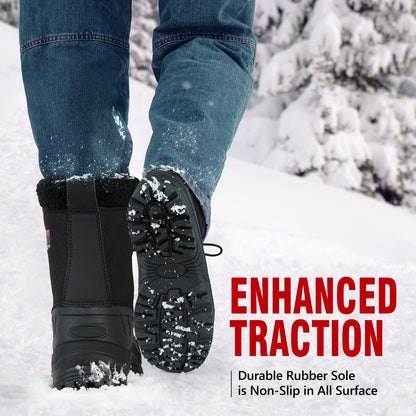 Textured outsole grip on winter boots for men for muddy ground and snow [color:Black]
