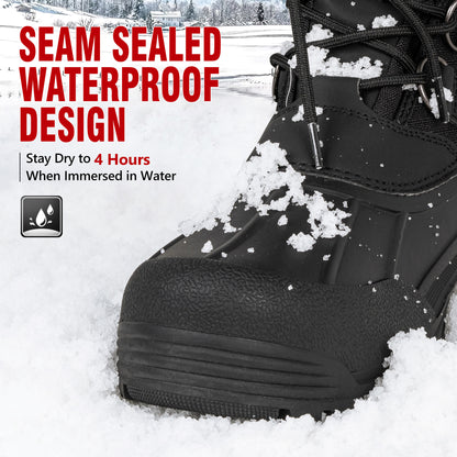Waterproof winter boots for men for snow shoveling and wet winter paths [color:Black]
