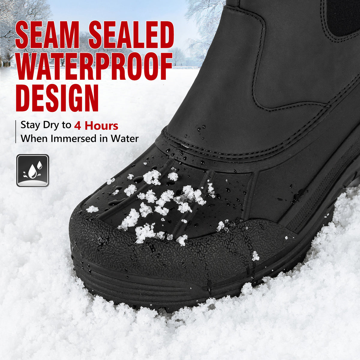 Waterproof men's snow boots for slushy errands and snowy parking lots [color:Black]
