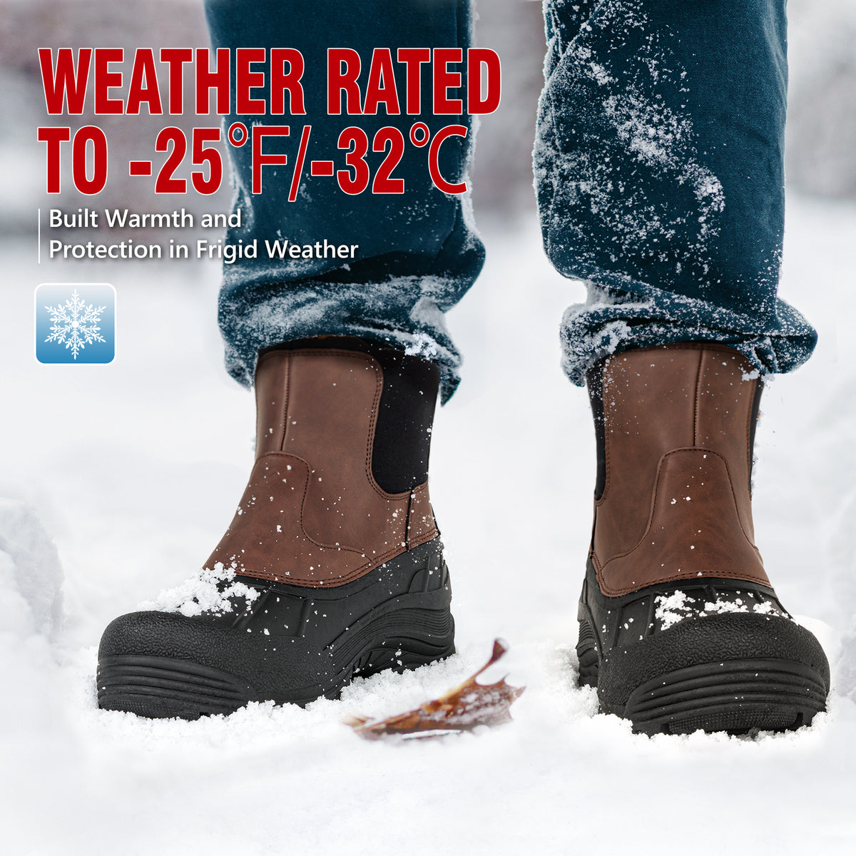 Waterproof men's snow boots for slushy errands and snowy parking lots [color:Brown]