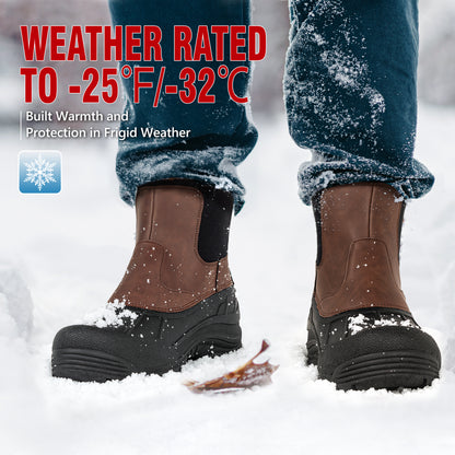 Waterproof men's snow boots for slushy errands and snowy parking lots [color:Brown]