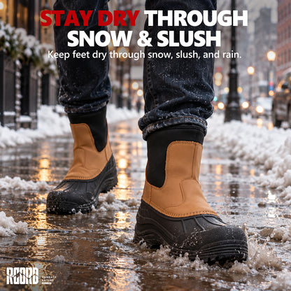 Waterproof men's snow boots for slushy errands and snowy parking lots [color:Khaki]